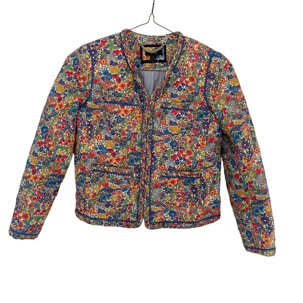 J. Crew Multicolor Floral Quilted Jacket